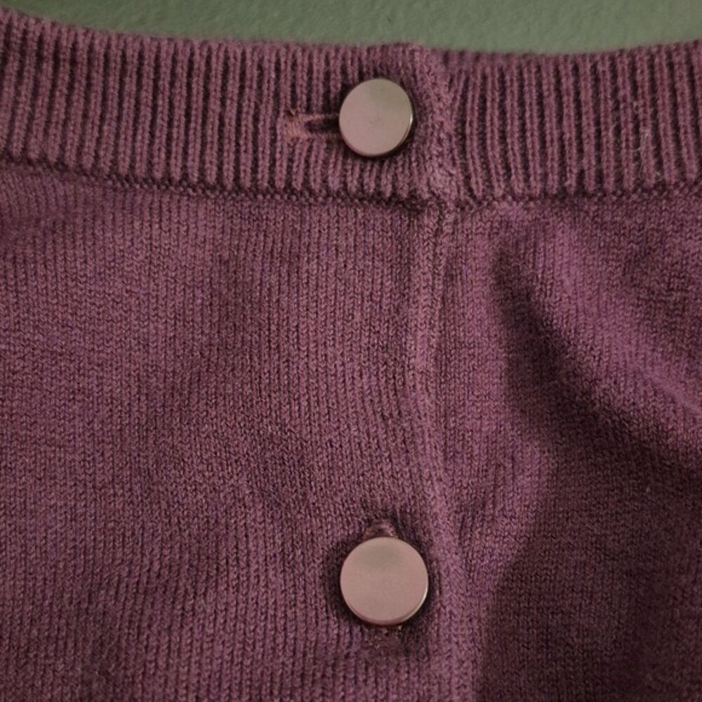 Talbots Pima Cotton Cardigan M Burgundy Plum Button Front Stretch Classic Preppy - Picture 5 of 9